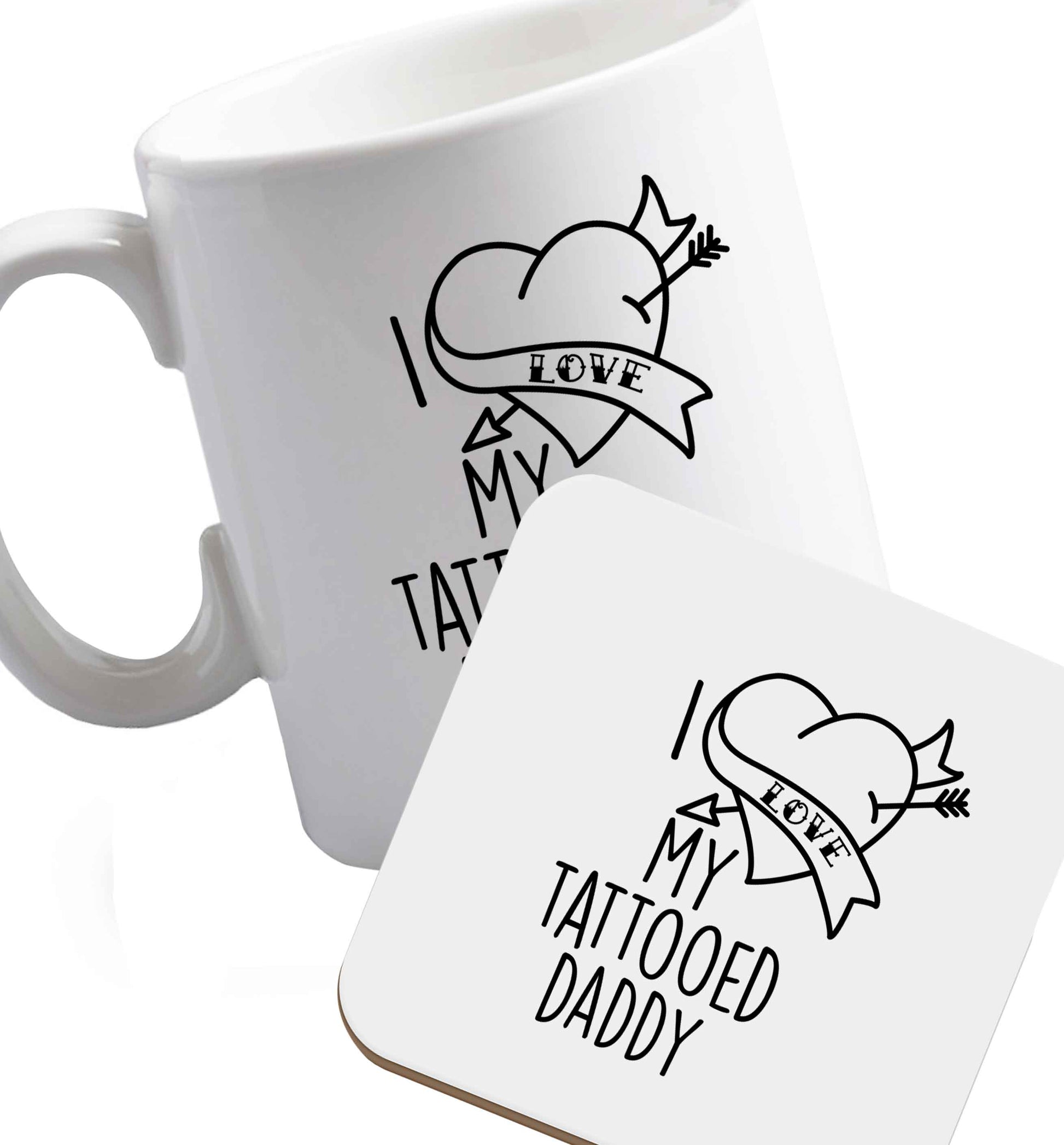 10 oz Favourite Type Pan Pancake ceramic mug and coaster set right handed