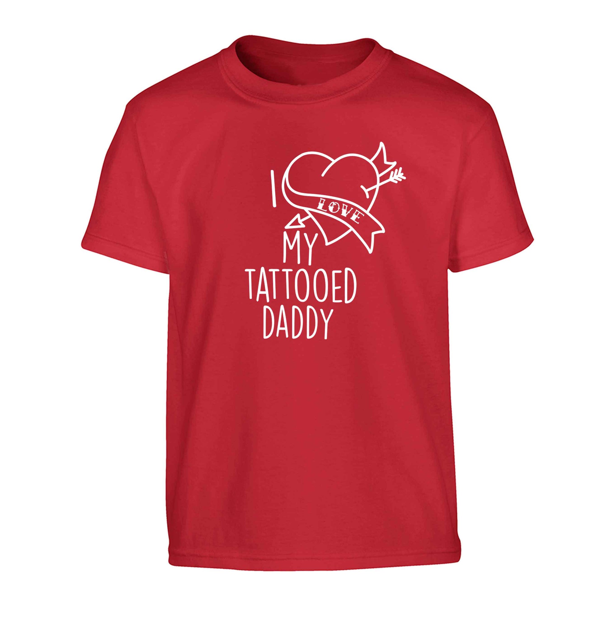 I love my tattooed daddy Children's red Tshirt 12-13 Years