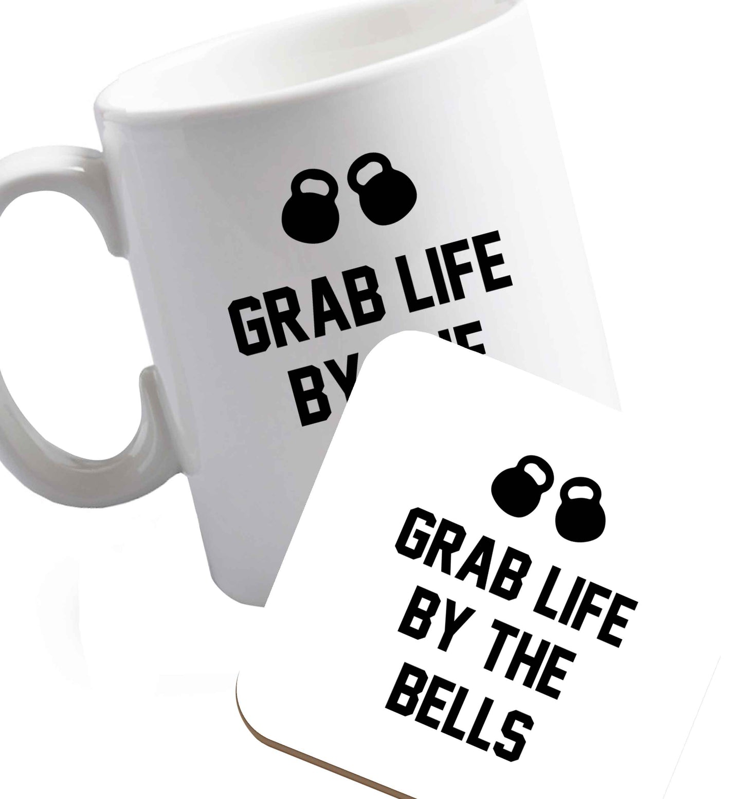 10 oz Favourite Type Pan Pancake ceramic mug and coaster set right handed