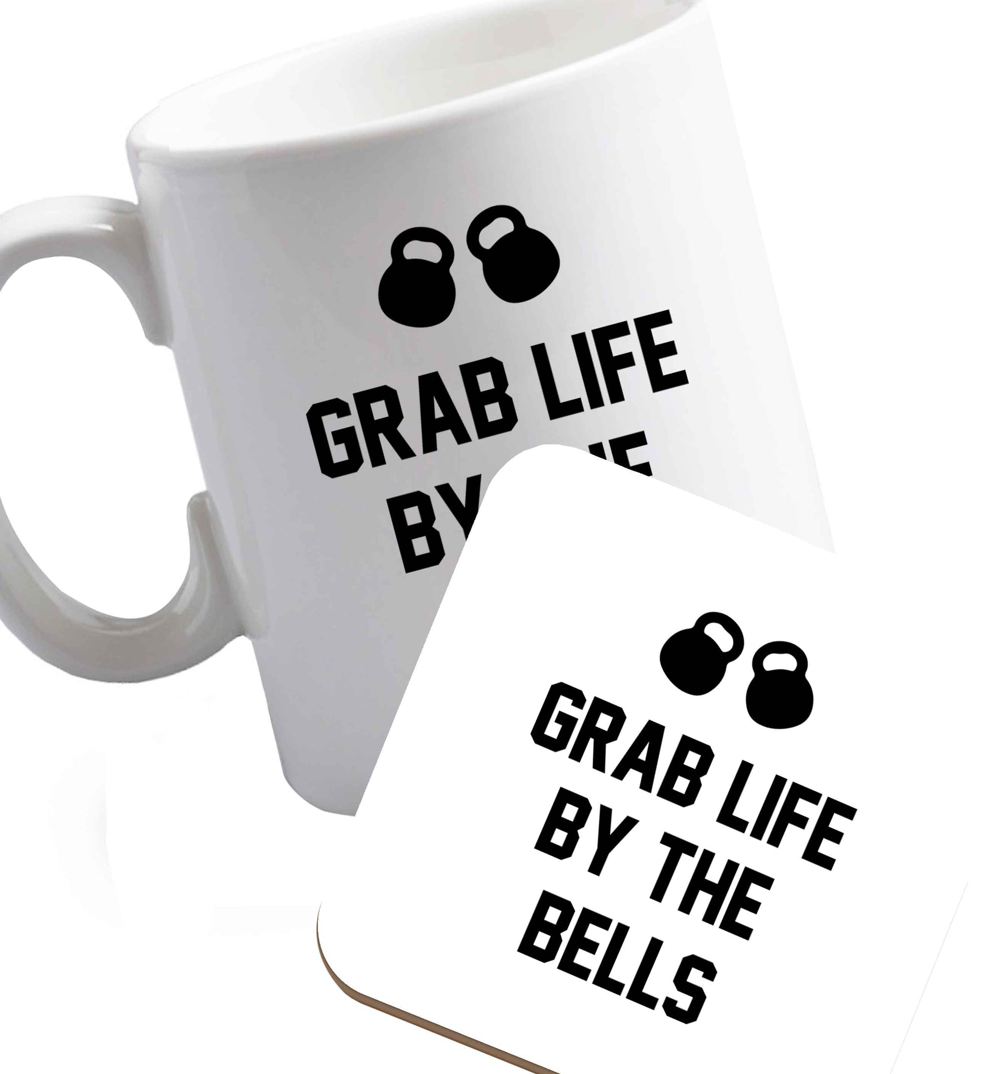 10 oz Favourite Type Pan Pancake ceramic mug and coaster set right handed