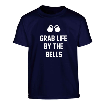 Grab life by the bells Children's navy Tshirt 12-13 Years