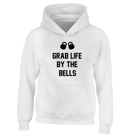 Grab life by the bells children's white hoodie 12-13 Years
