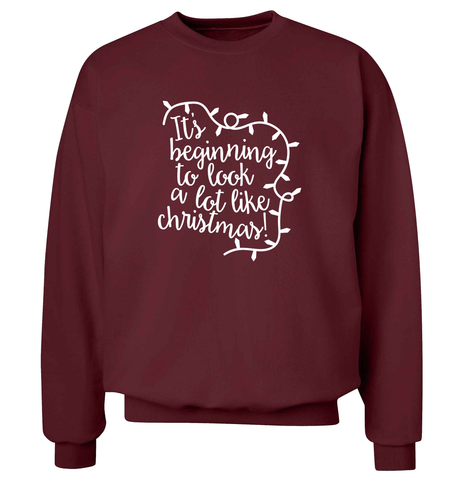 It's beginning to look a lot like Christmas adult's unisex maroon sweater 2XL