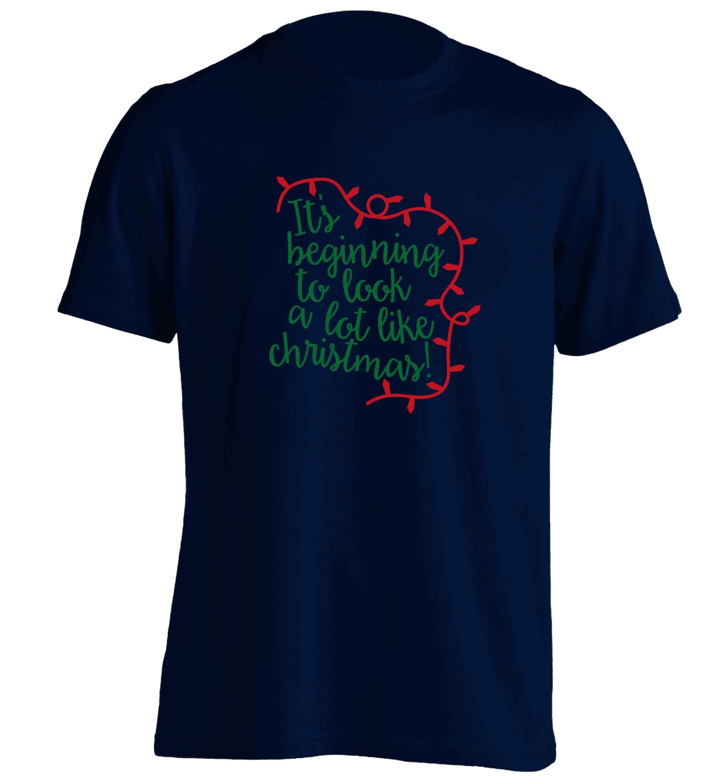It's beginning to look a lot like Christmas adults unisex navy Tshirt 2XL