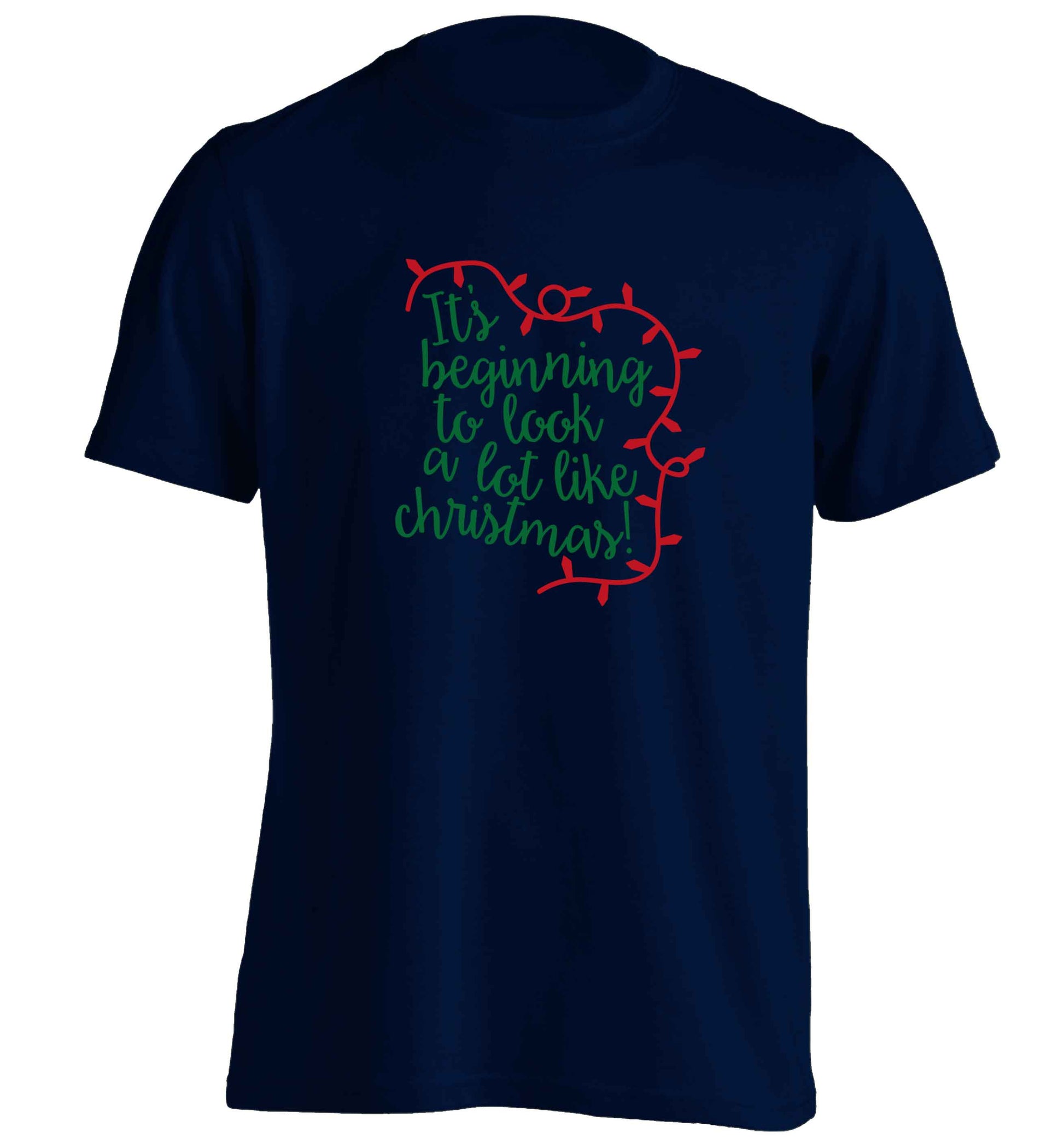 It's beginning to look a lot like Christmas adults unisex navy Tshirt 2XL