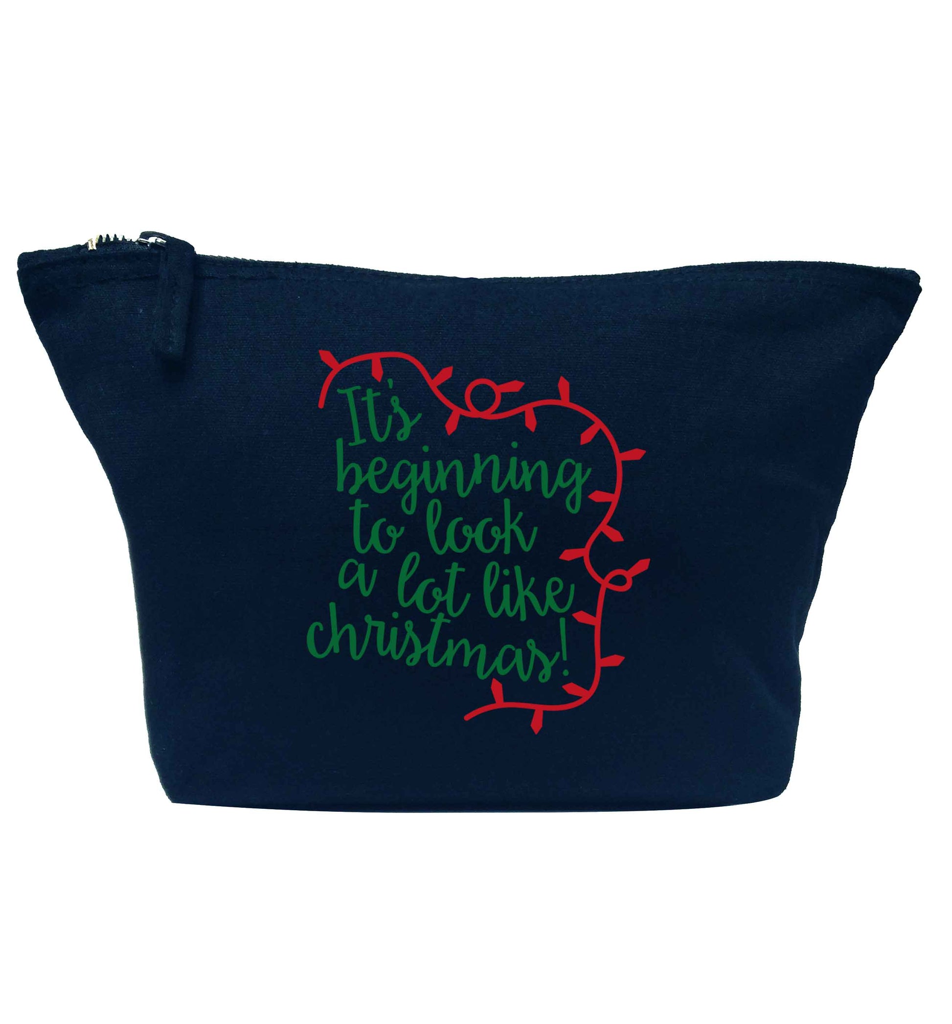 It's beginning to look a lot like Christmas navy makeup bag