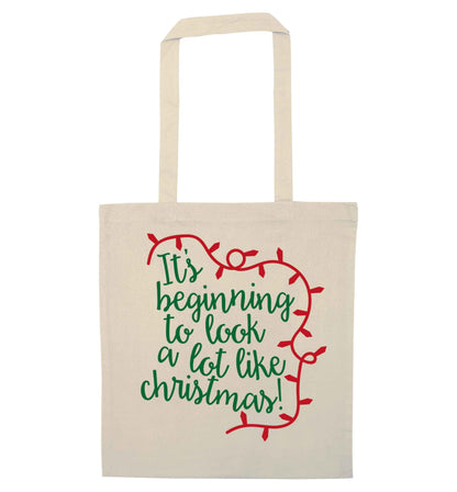 It's beginning to look a lot like Christmas natural tote bag