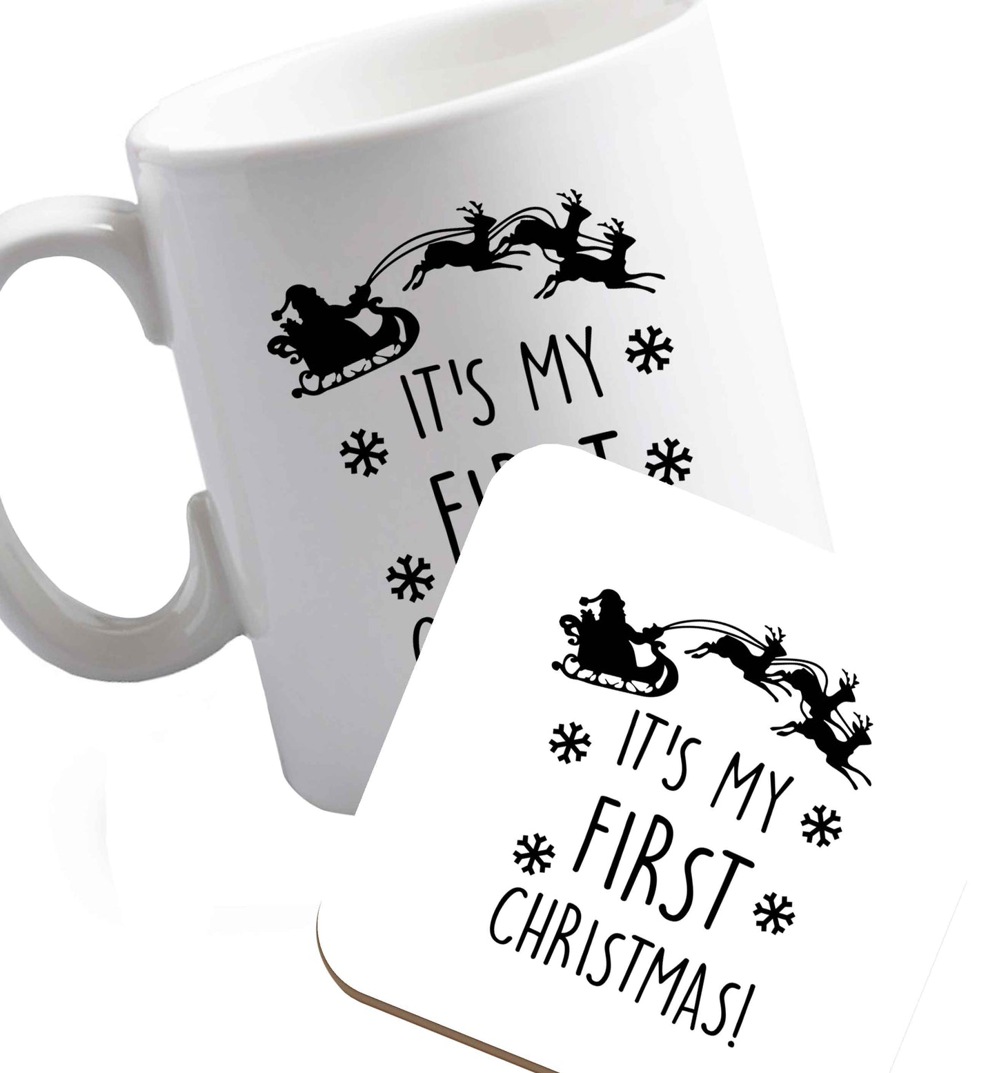 10 oz Favourite Type Pan Pancake ceramic mug and coaster set right handed