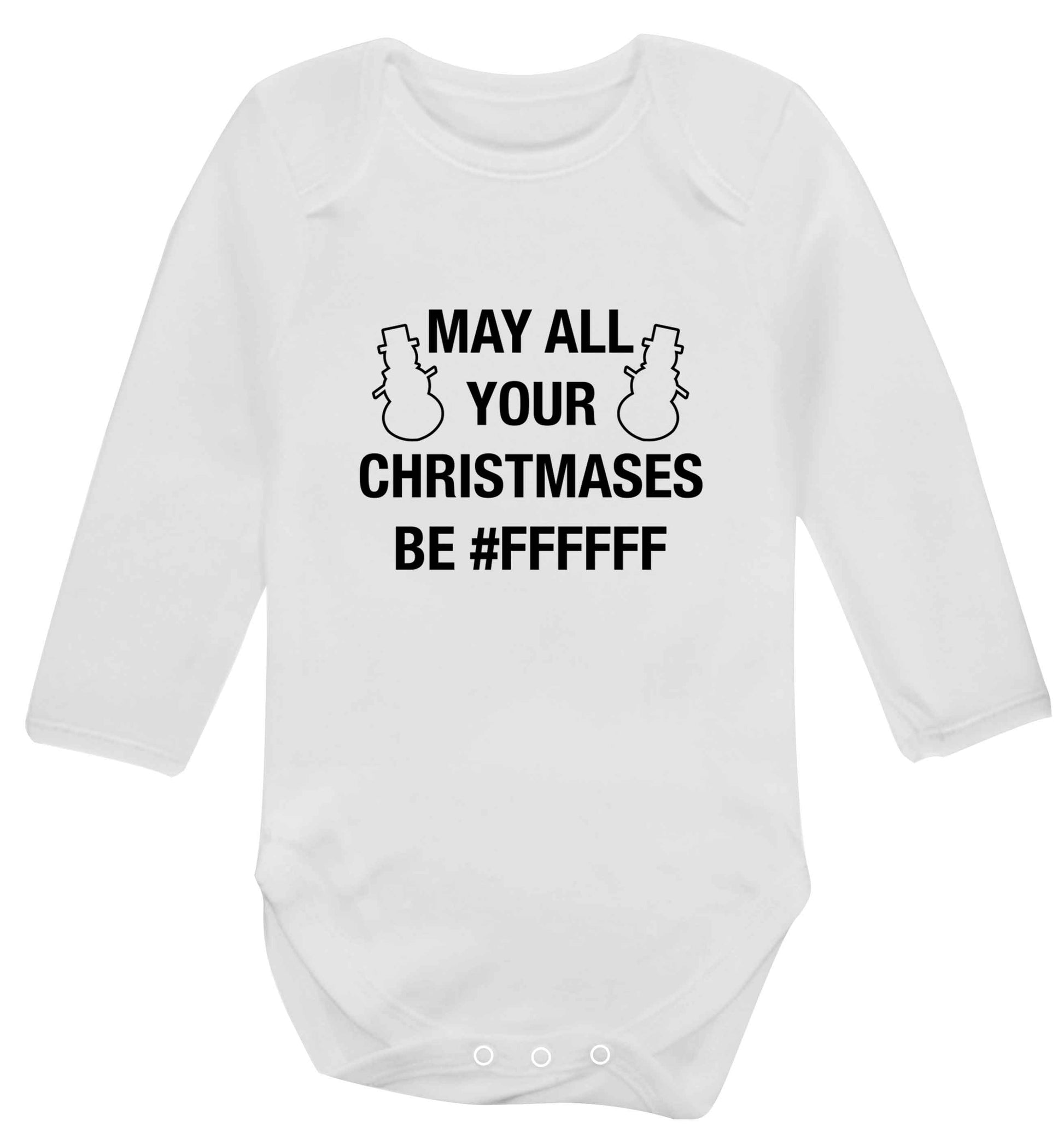 May all your Christmases be #FFFFFF baby vest long sleeved white 6-12 months