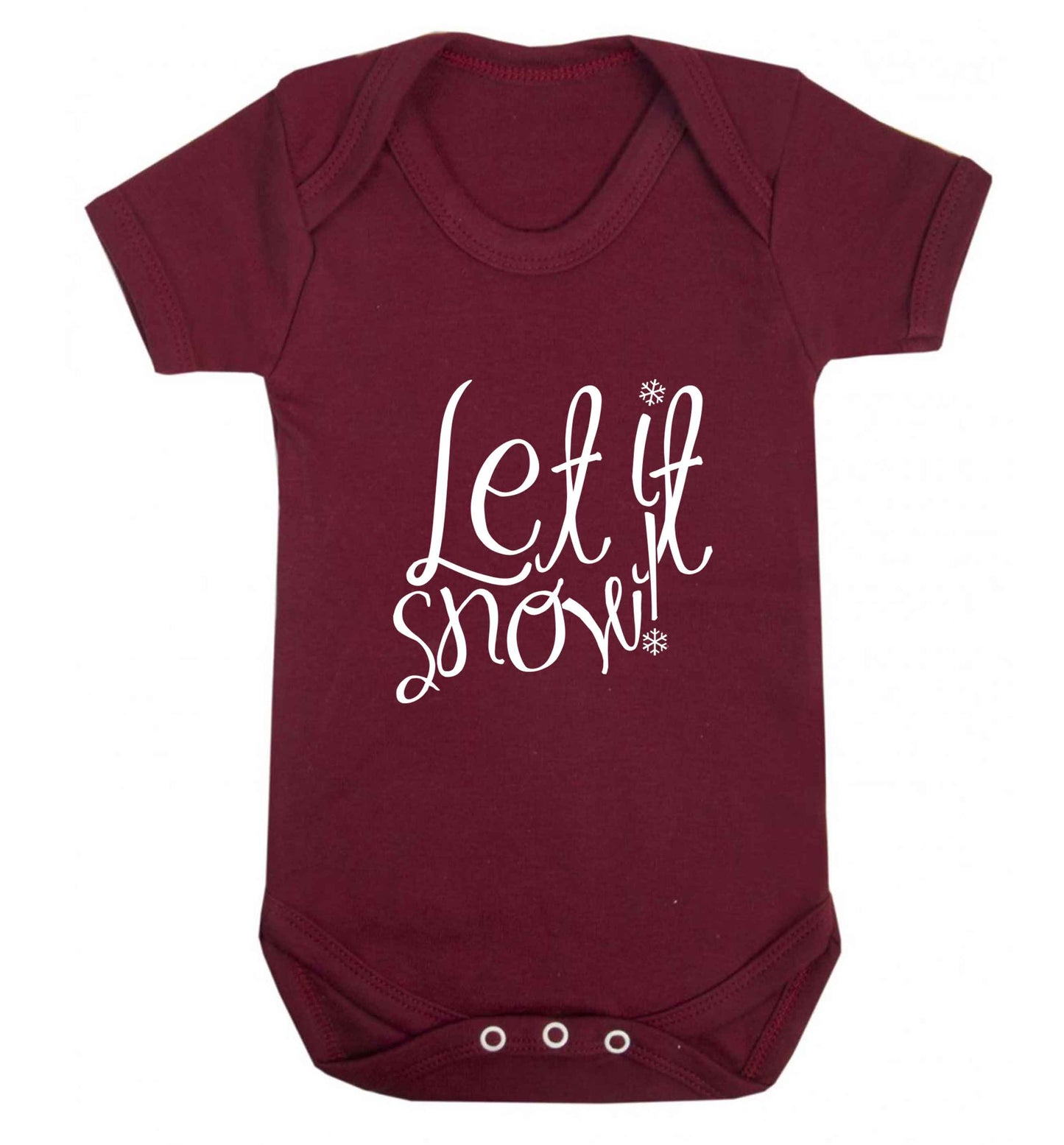 Let it snow baby vest maroon 18-24 months
