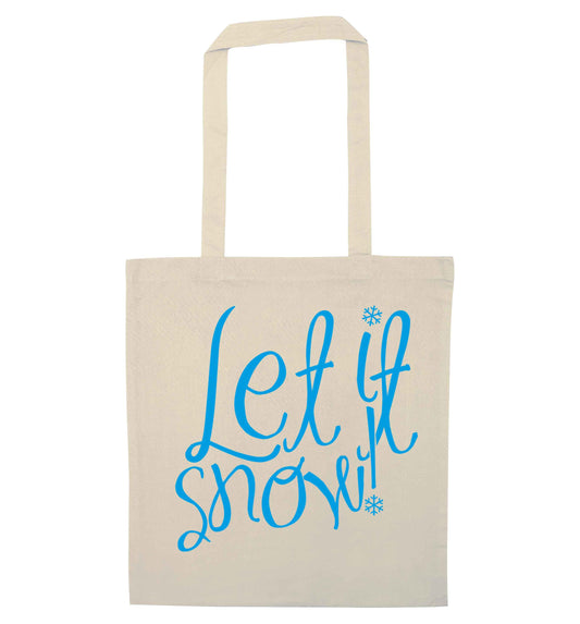 Let it snow natural tote bag