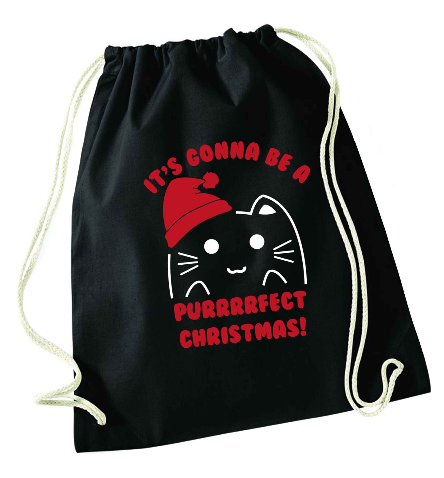 It's going to be a purrfect Christmas black drawstring bag