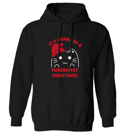 It's going to be a purrfect Christmas adults unisex black hoodie 2XL