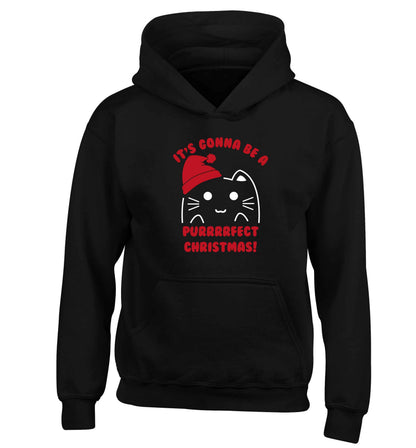 It's going to be a purrfect Christmas children's black hoodie 12-13 Years