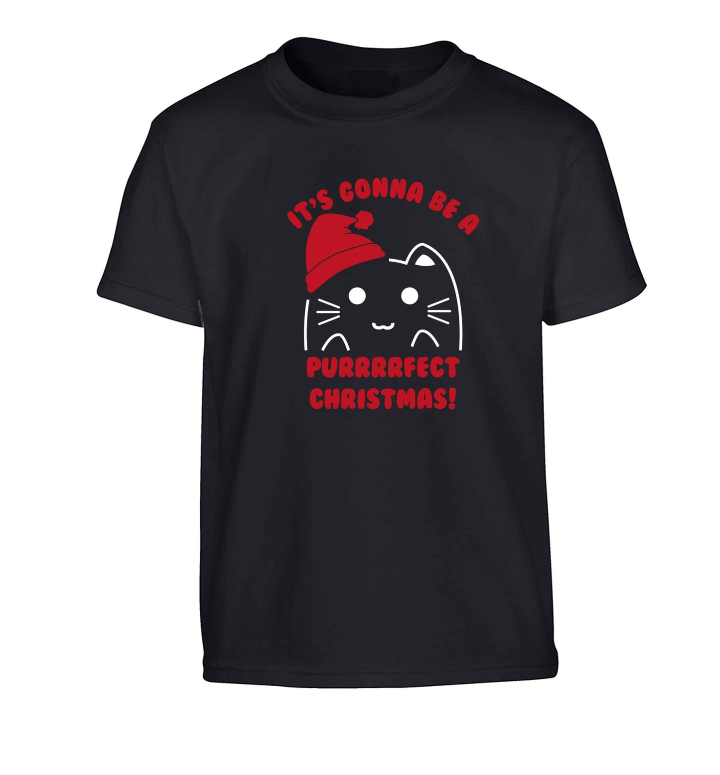 It's going to be a purrfect Christmas Children's black Tshirt 12-13 Years
