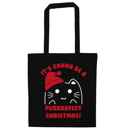 It's going to be a purrfect Christmas black tote bag