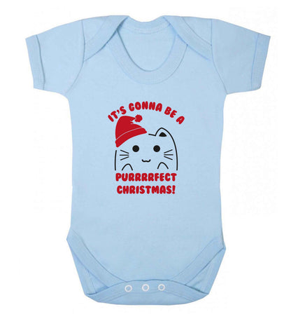 It's going to be a purrfect Christmas baby vest pale blue 18-24 months