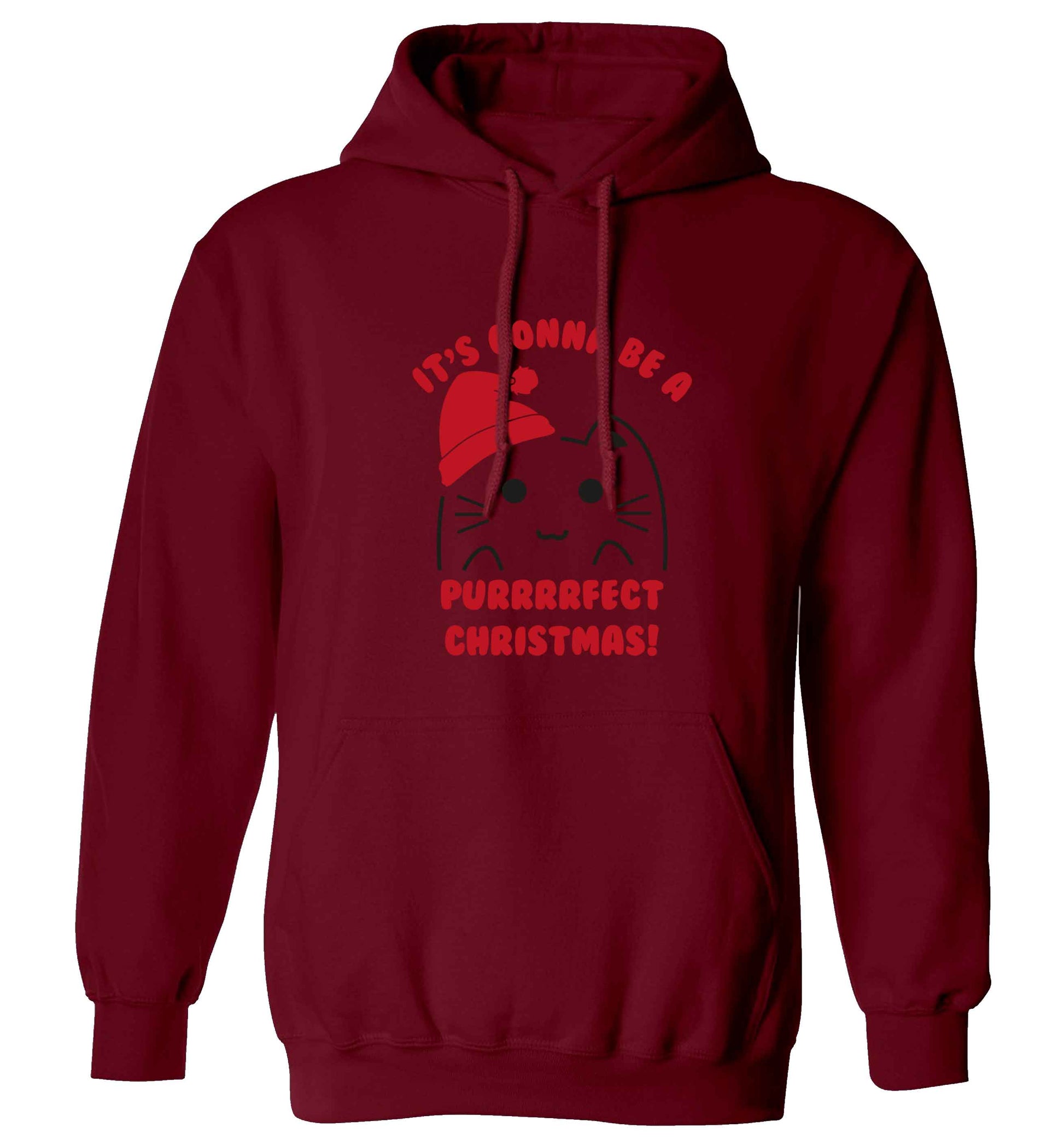 It's going to be a purrfect Christmas adults unisex maroon hoodie 2XL
