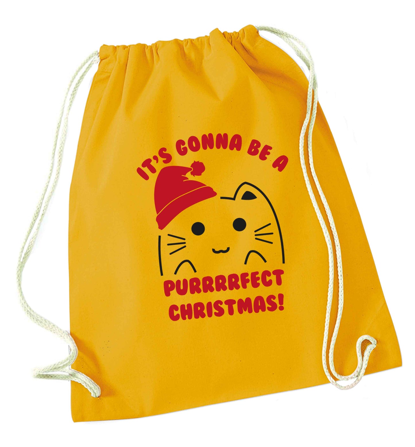 It's going to be a purrfect Christmas mustard drawstring bag