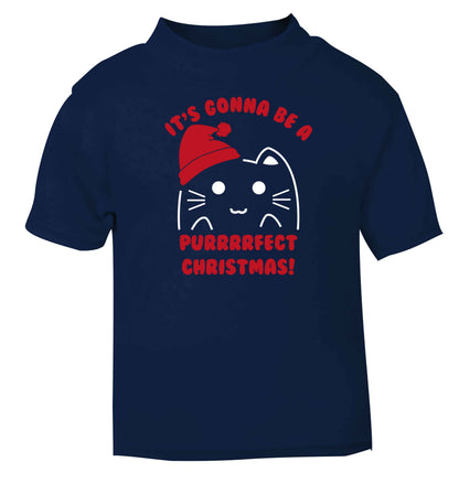 It's going to be a purrfect Christmas navy baby toddler Tshirt 2 Years