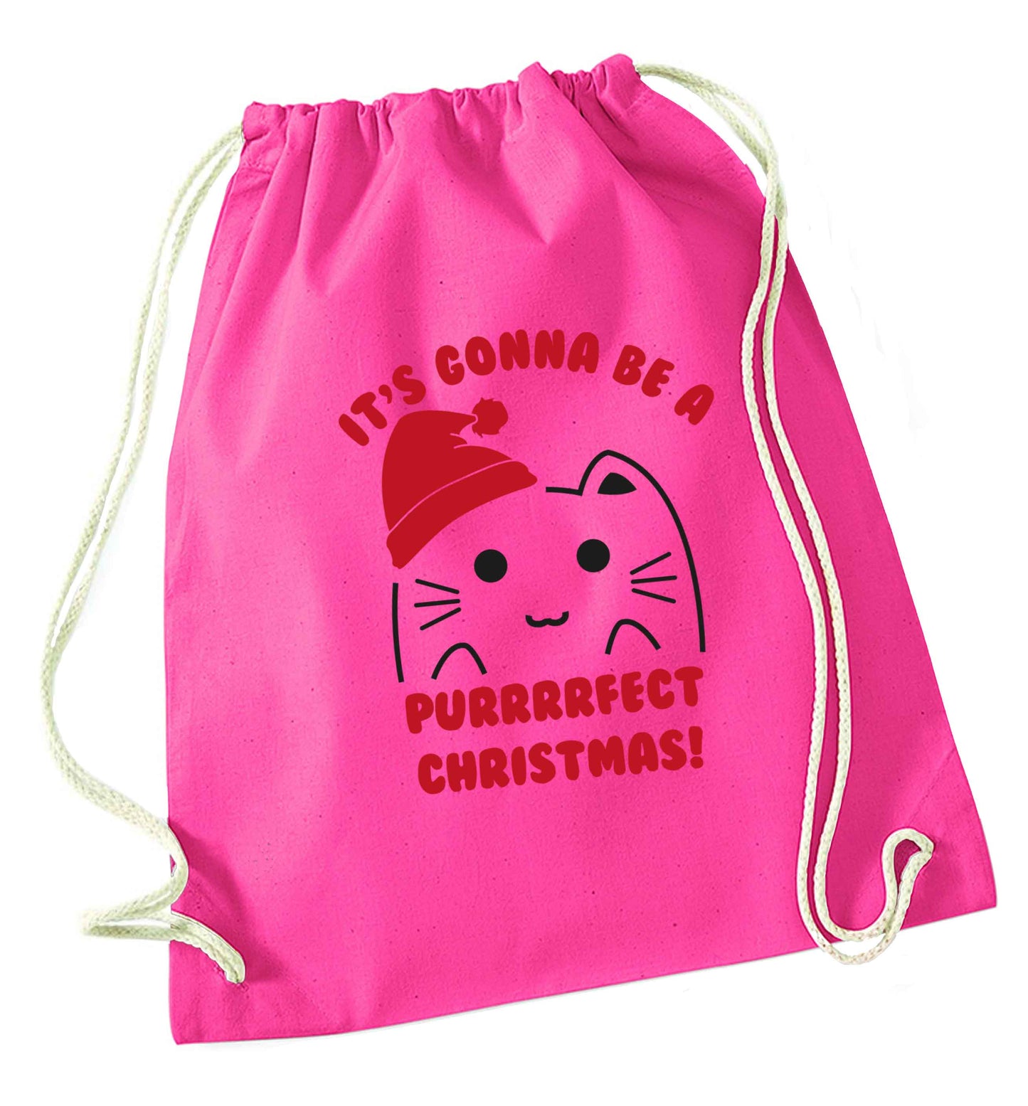 It's going to be a purrfect Christmas pink drawstring bag