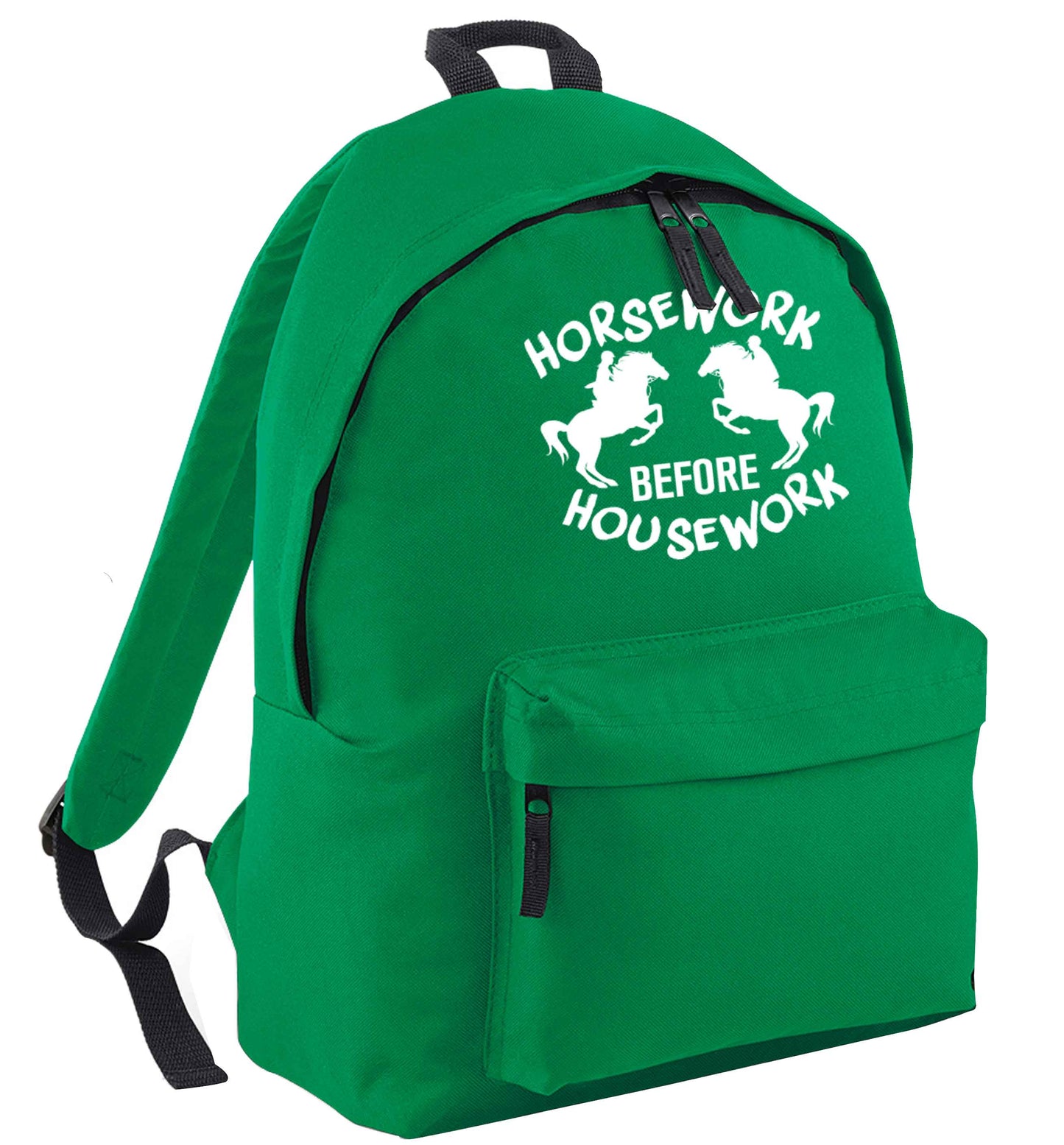 Horsework before housework green adults backpack