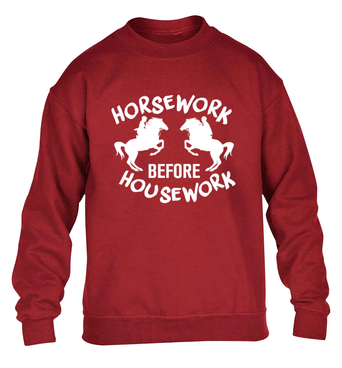Horsework before housework children's grey sweater 12-13 Years