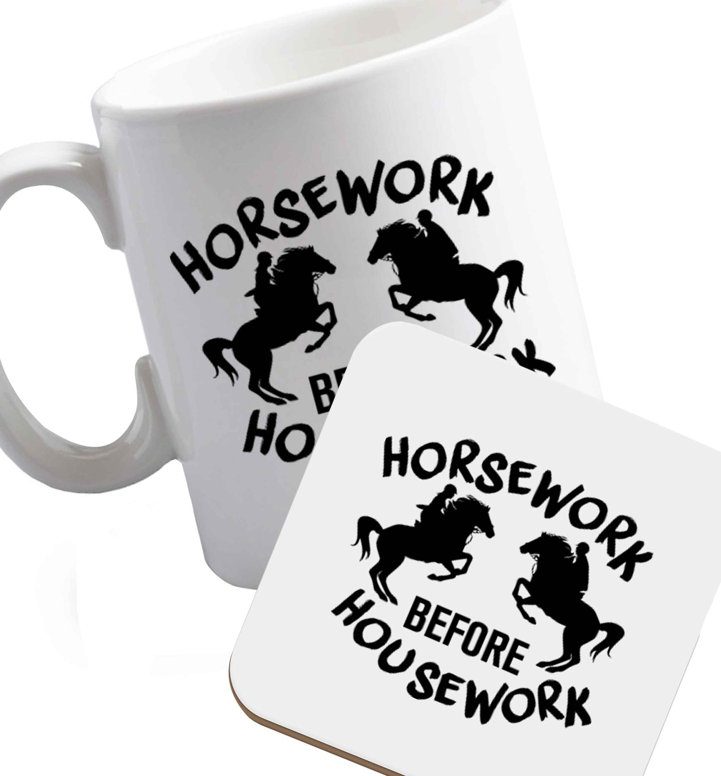 10 oz Favourite Type Pan Pancake ceramic mug and coaster set right handed