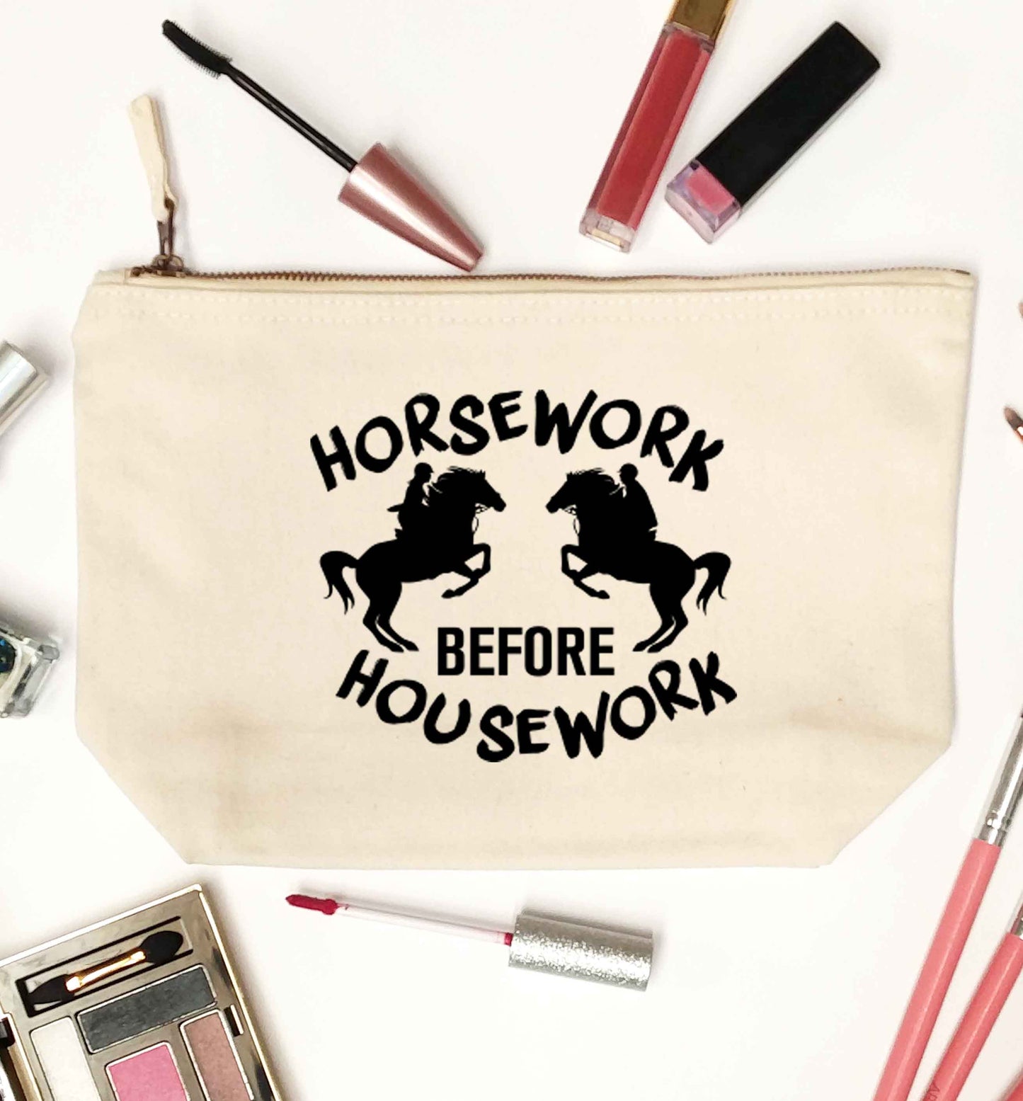 Horsework before housework natural makeup bag