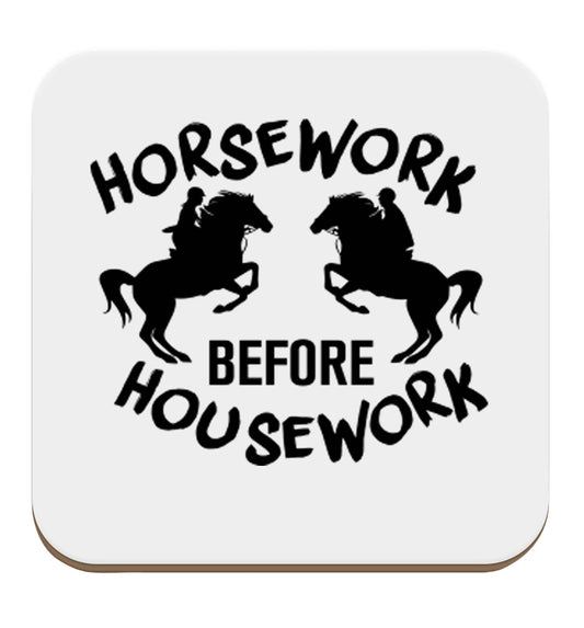 Horsework before housework set of four coasters