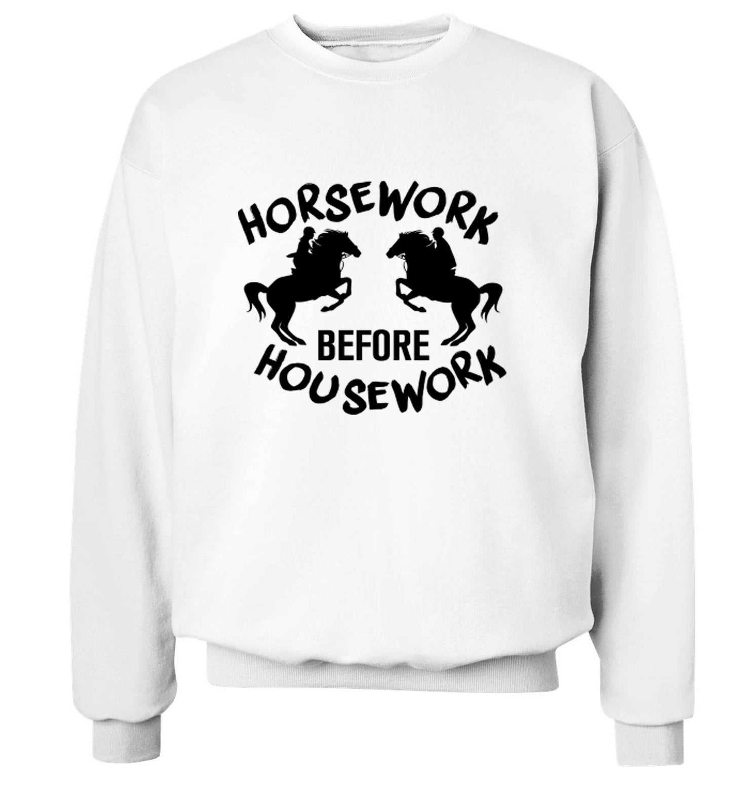 Horsework before housework adult's unisex white sweater 2XL