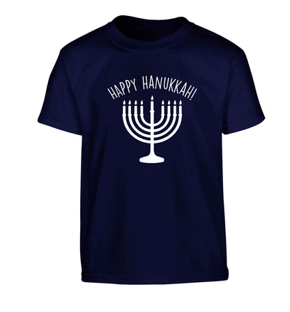 Happy hanukkah Children's navy Tshirt 12-13 Years