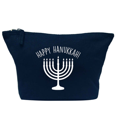 Happy hanukkah navy makeup bag