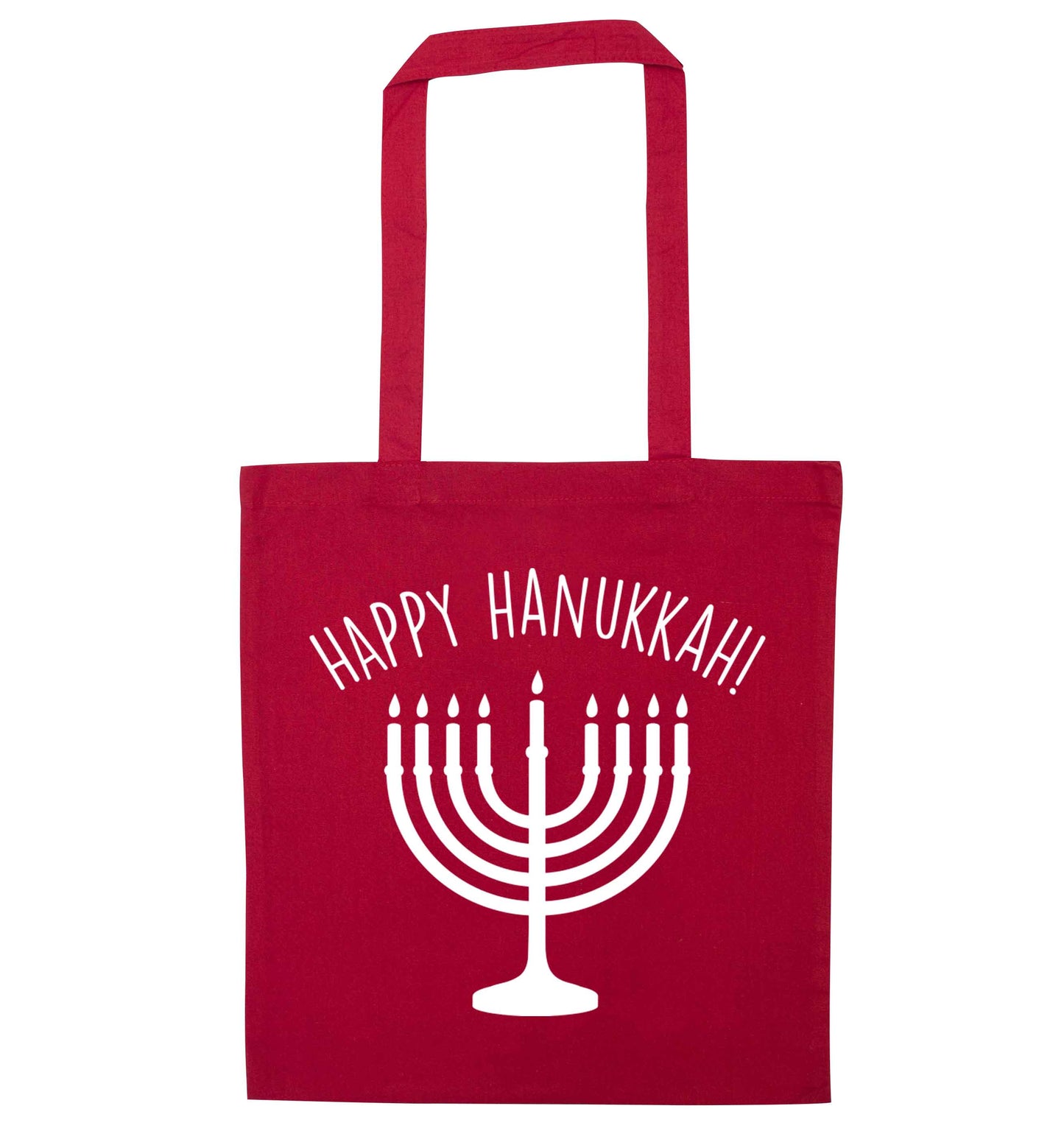 Happy hanukkah red tote bag
