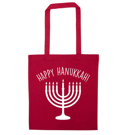 Happy hanukkah red tote bag