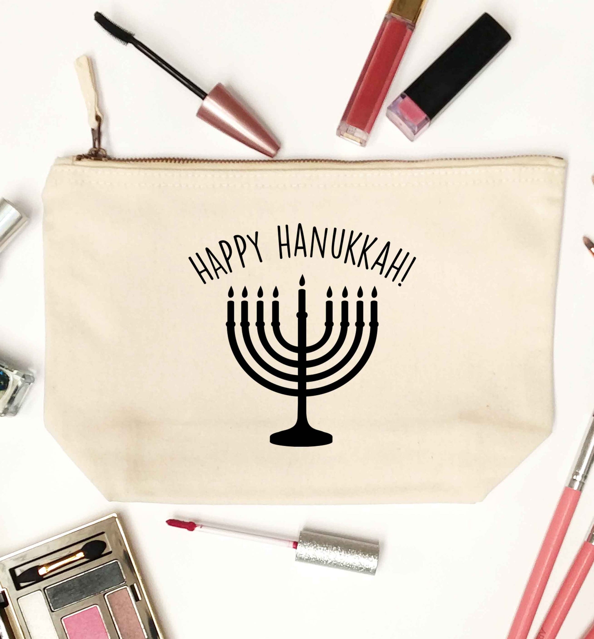 Happy hanukkah natural makeup bag