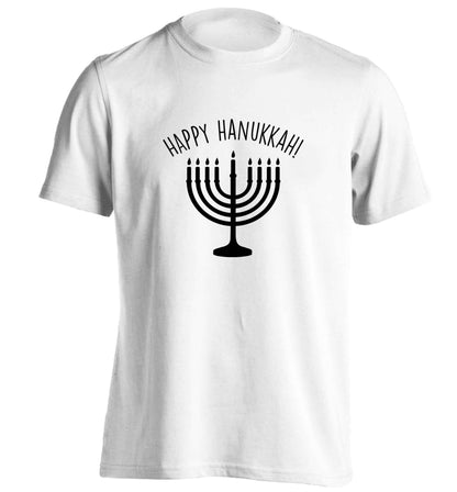 Happy hanukkah adults unisex white Tshirt 2XL