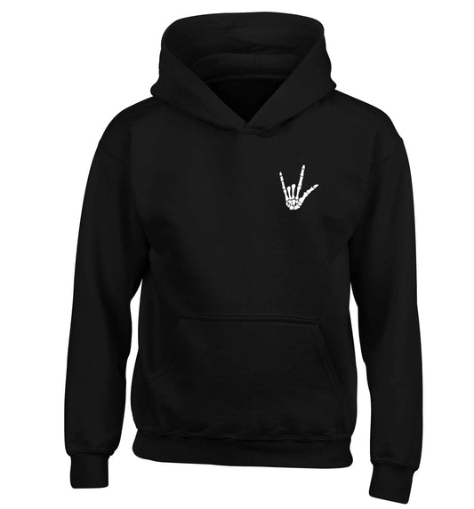 Skeleton Hand Pocket children's black hoodie 12-13 Years