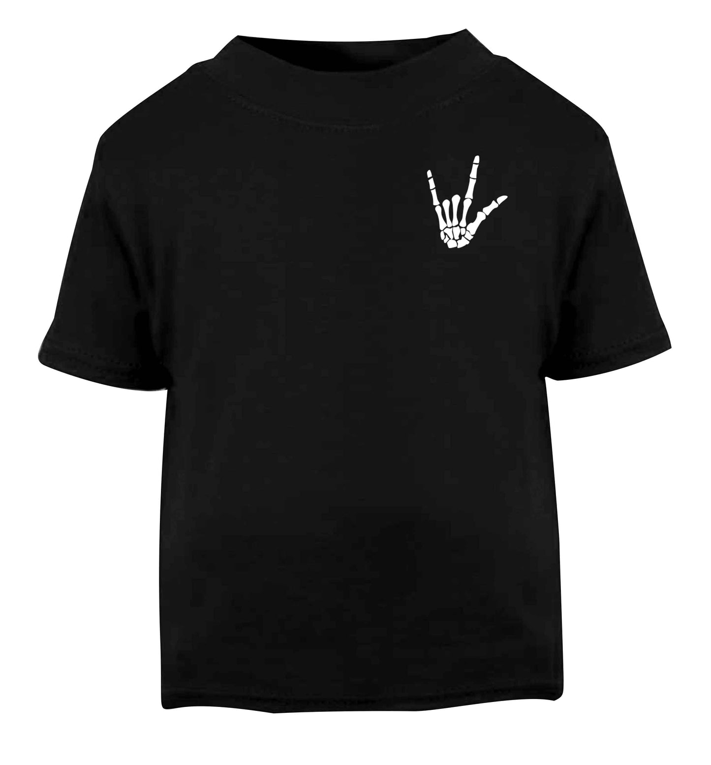Skeleton Hand Pocket Black baby toddler Tshirt 2 years