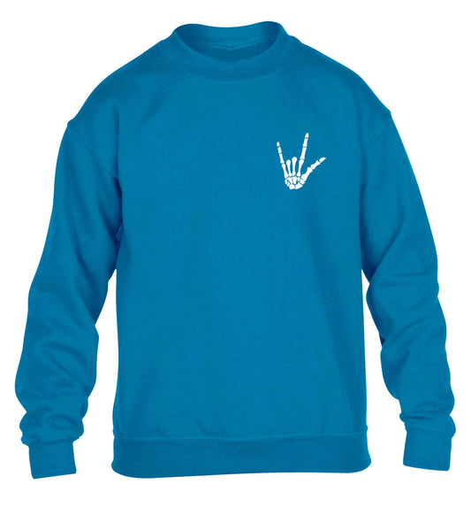 Skeleton Hand Pocket children's blue sweater 12-13 Years