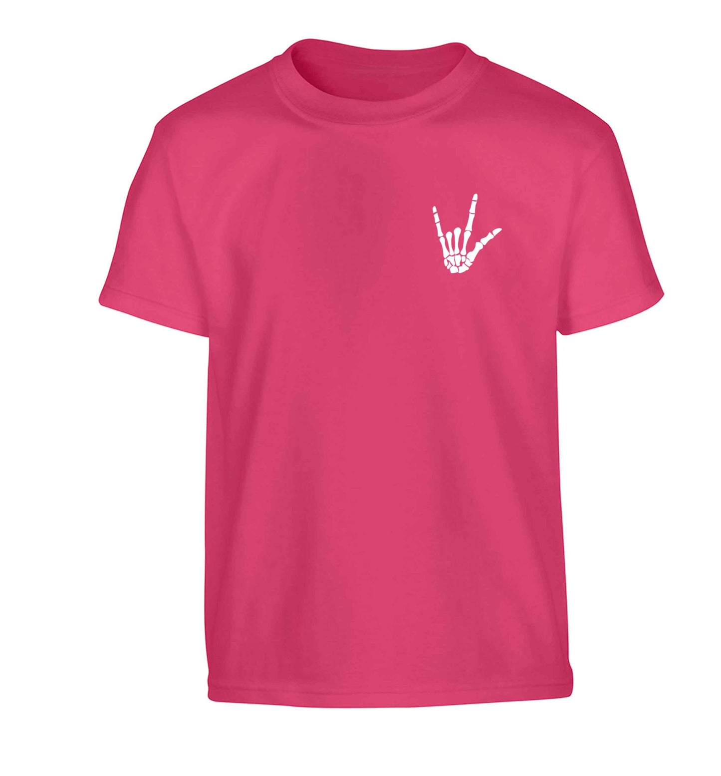 Skeleton Hand Pocket Children's pink Tshirt 12-13 Years