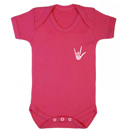 Skeleton Hand Pocket baby vest dark pink 18-24 months