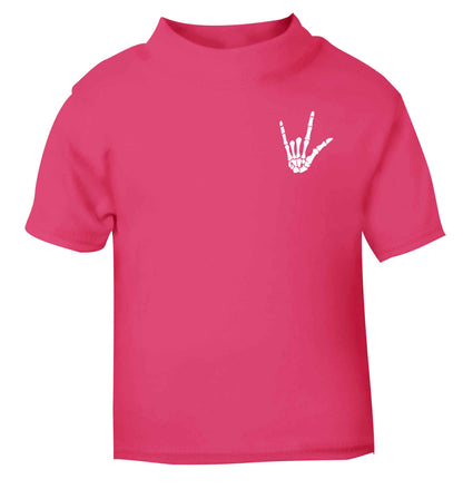 Skeleton Hand Pocket pink baby toddler Tshirt 2 Years