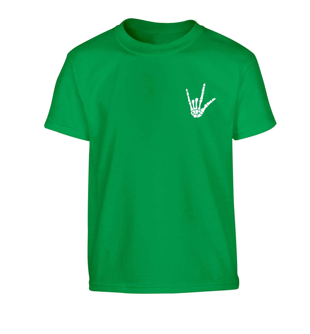 Skeleton Hand Pocket Children's green Tshirt 12-13 Years