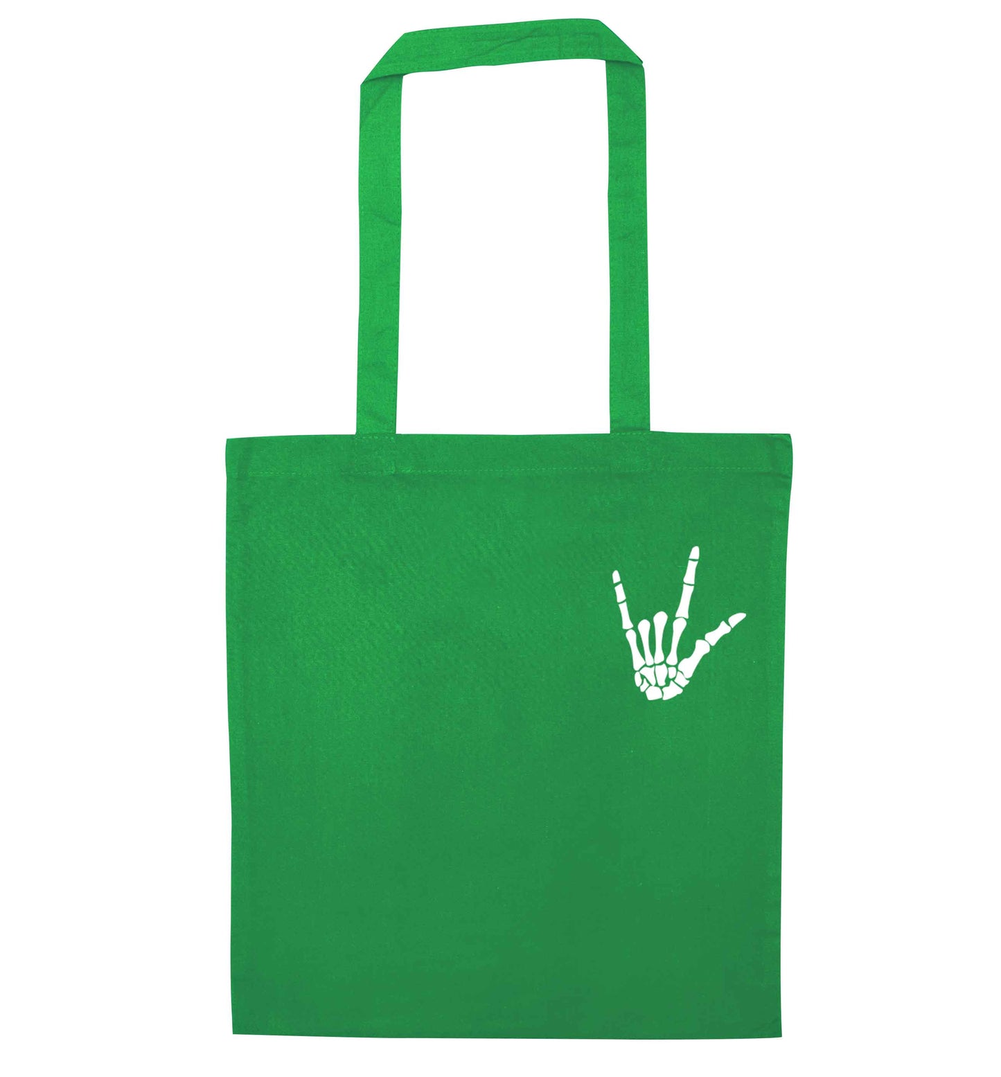 Skeleton Hand Pocket green tote bag