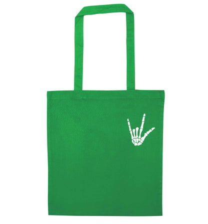 Skeleton Hand Pocket green tote bag