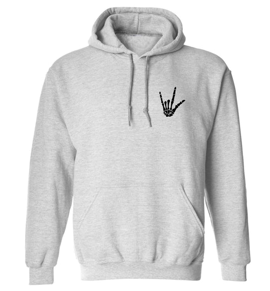 Skeleton Hand Pocket adults unisex grey hoodie 2XL