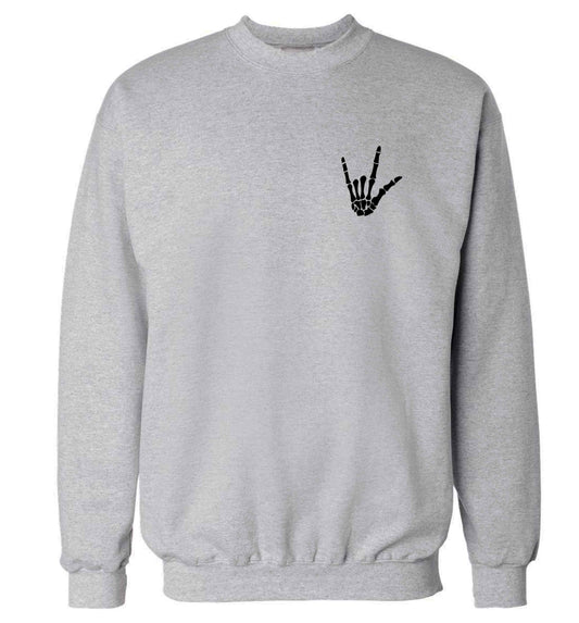 Skeleton Hand Pocket adult's unisex grey sweater 2XL