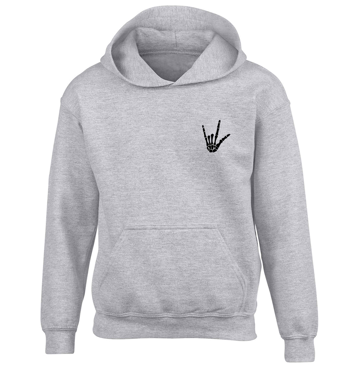 Skeleton Hand Pocket children's grey hoodie 12-13 Years
