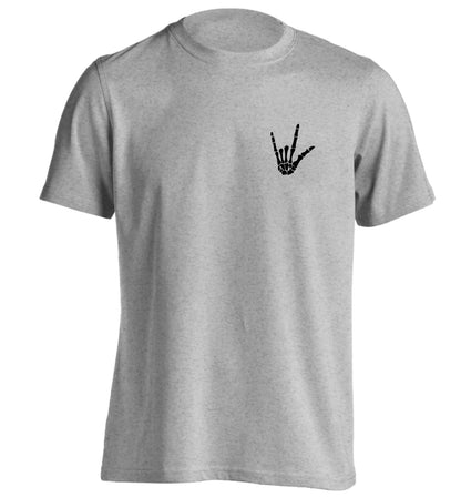 Skeleton Hand Pocket adults unisex grey Tshirt 2XL